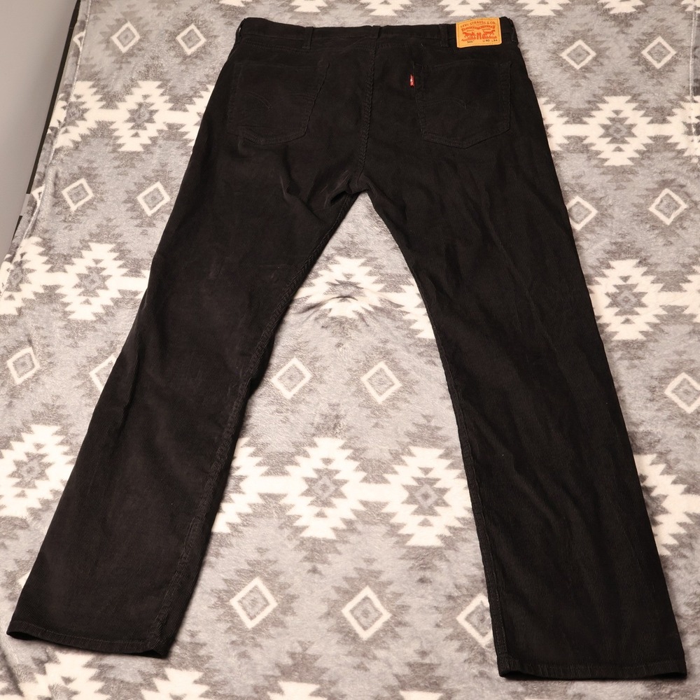 Levis 505 Regular Fit Black Corduroy Pants Mens 40x34 Straight Leg WaterLess